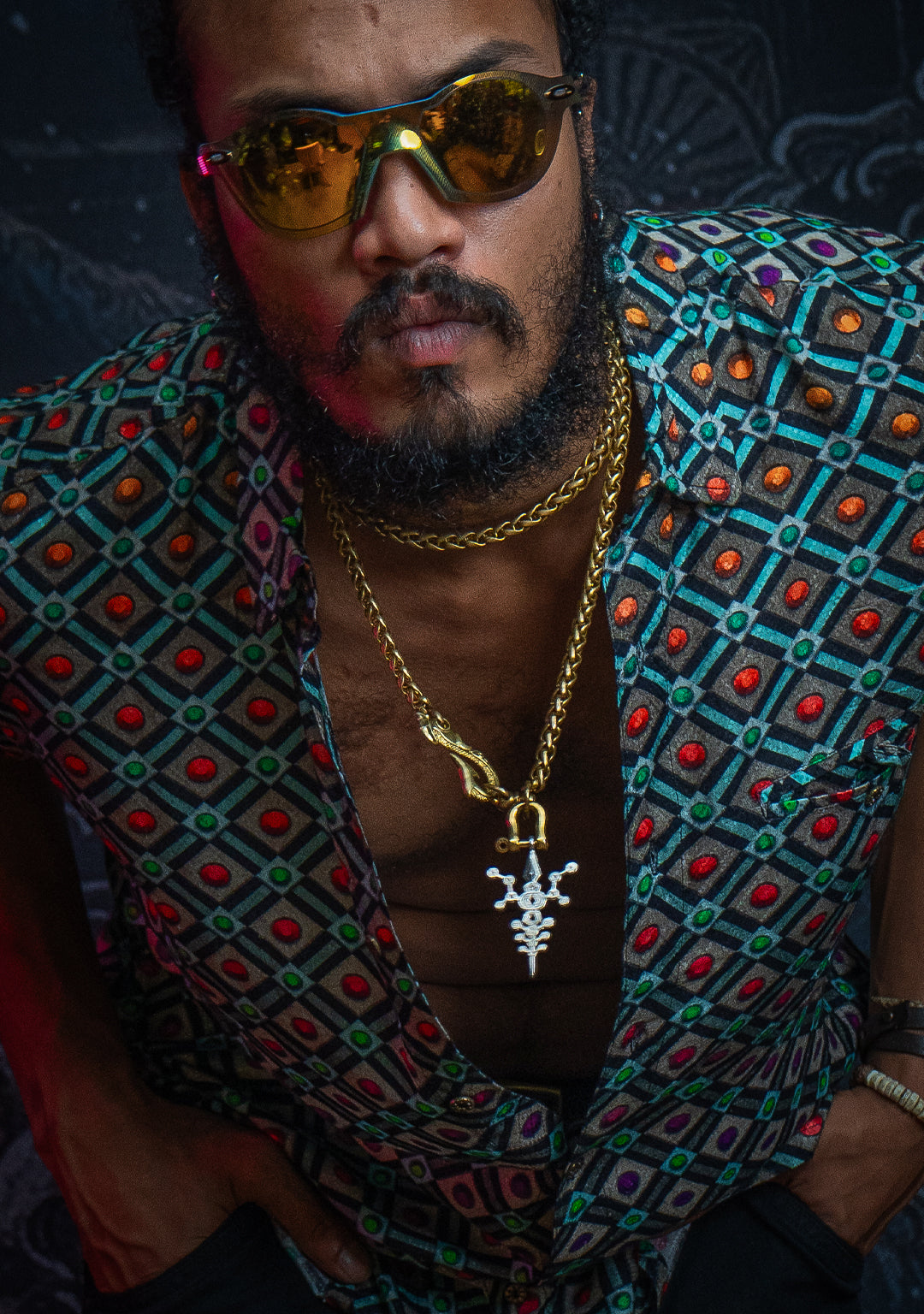 Shirt Men Half Sleeves / Viscose Diamond Weave- STRABERRY ICE